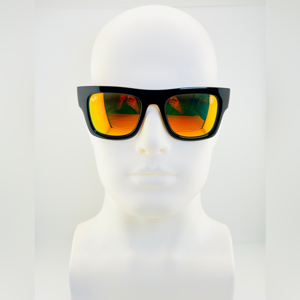 Ray-Ban Scuderia Ferrari Sunglasses RB2217M Black Frame Yellow-Orange Lenses - Picture 3 of 14